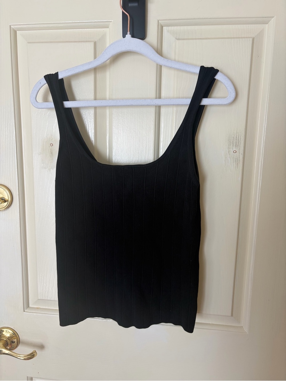 Black Ribbed Tank Top - Women